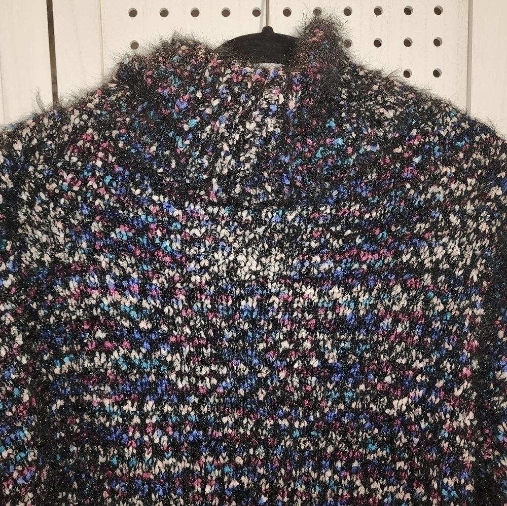 Philosophy Large Multicolor Fuzzy Cowl Turtleneck Sweater - Picture 5 of 5
